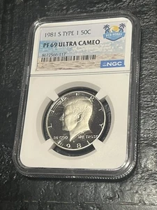 1981 S Type 1 Kennedy Half Dollar 50c PF 69 UCAM - Bild 1 von 2