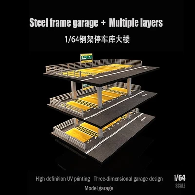 MoreArt 1/64 Diorama American Style Steel Frame 3-Level Parking Scene Model - Image 1 of 4