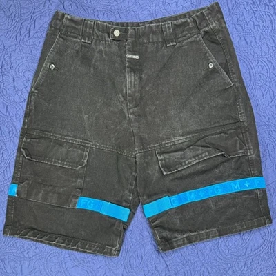 Pantalones Cortos Carga MARITHE FRANCOIS GIRBAUD Para Hombres Negros Talla 38 Azul Correa Acento Y2K Foto 1 de 4