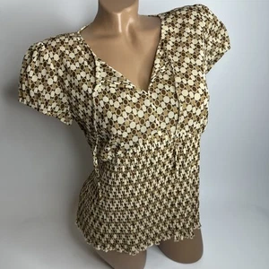 Vintage Y2K Imaroon Mesh Top Geometric Pleated Shirt Retro Indie Boho Stretch M - Picture 1 of 11
