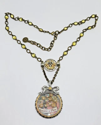 Sweet Romance French Paris Souvenir Shadowbox Fleur de Lis Pendant Necklace ~24" - Image 1 of 4