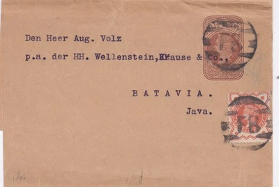 GB королева Виктория обертка от Лондона до Batavia Ява голландской Индии - Изображение 1 из 2