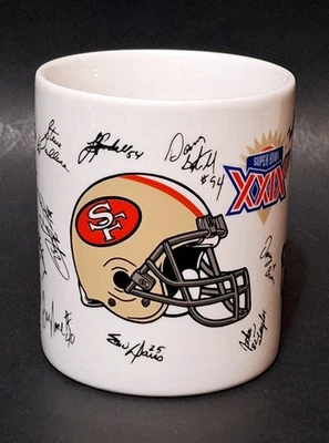 Caneca de café San Francisco 49ers All 5 Super Bowl ganha réplica autógrafos 12 oz. - Imagem 1 de 4