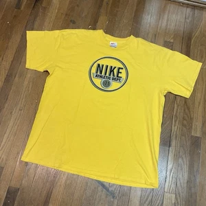 Vintage 90s Nike Athletic Dept Yellow Logo Shirt XXL Silver Tag - Picture 1 of 6
