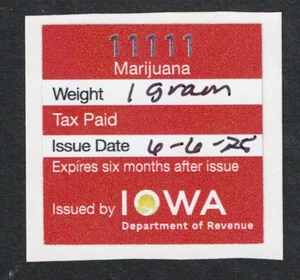 New design Iowa $5 marijuana tax stamp, MNH. - Picture 1 of 1