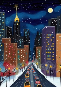 New York City Skyline Watercolour Poster Print Wall Art Picture A3 A4 A5 - Picture 1 of 6