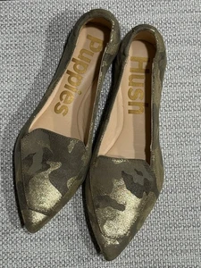 Hush Puppies SZ 6.5 Women’s Green/Gray Gold Metallic Pointy Toe Ballet Flats - Picture 1 of 7