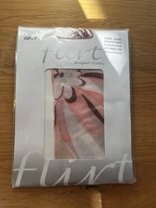 NEW Flirt Designer Hosiery One Size Tights Pink Floral • Footless• - Picture 1 of 4