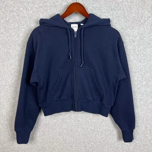 Sudadera con capucha Aritzia talla XS azul marino acogedora polar boxy cremallera completa - Imagen 1 de 11
