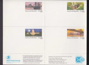 Estados Unidos - 1989 "American The Beautiful. Postales de la Expo Mundial de Sellos - Imagen 1 de 1