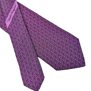 Salvatore Ferragamo Tie Silk Necktie Gancini Logo on Purple - Picture 1 of 22