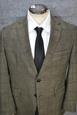 ETRO Milano Italy Mens 40 Silk Linen Wool Check Blazer Jacket Brown Sport Coat - Image 1 of 4