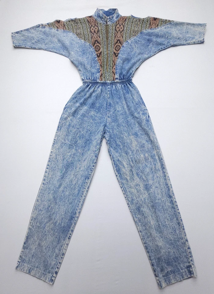 Mono Denim Vintage Colecciones PG Jengibre Bort Talla 6 EE. UU. Boho Burning Man Azteca Foto 1 de 4
