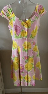 Vestido Floral Rosa Seda Vintage Escada Talla 36 ~Raro y Hermoso~ - Imagen 1 de 6