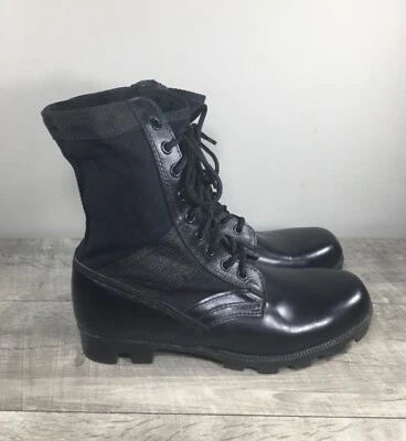 Vintage Combat Black Leather Punk Grunge Goth Soft Toe Mens Boots Size 8 - Image 1 of 4