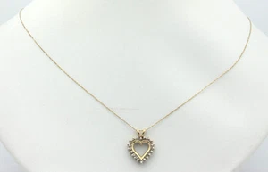 Collar de oro amarillo de 10k YG delicado diseño personalizado de 21" diamante corazón encanto #9985 - Imagen 1 de 4