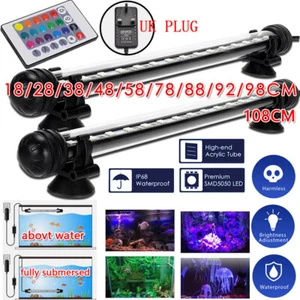 UK Aquarium Fish Tank Pond 5050 RGB LED Strip Lights Bar Lamp Submersible Lights - Picture 1 of 19
