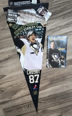 Sidney Crosby 1ST NHL HOME GAME Rookie Program 10-8-2005 Numbered + Cup Pennant - Image 1 of 4