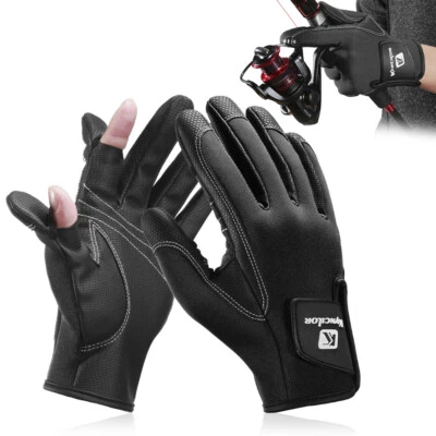 Guantes de pesca de invierno para hombres y mujeres 2 cortes medio dedo flexibles antideslizantes impermeables Foto 1 de 4