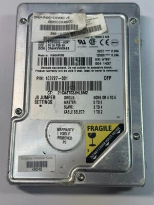 WD 103727-001 AC31000-60RT 10GB 5.4K RPM 512KB Cache IDE Ultra ATA-33 3.5" HDD - Image 1 of 4