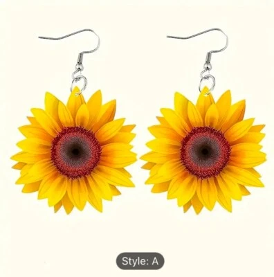 Chic-Girasol-Pendientes Colgantes-Verano Foto 1 de 2