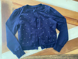 The Children’s Place Girl’s Navy Cardigan Size Medium M 7/8 Silver Studs