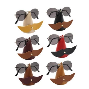 PU Leather Glasses Holder Stand Novelty Beard Shape Eyeglass Sunglasses Box - Foto 1 di 17