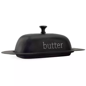 Black Enamel Butter Dish with Cover, Modern Farmhouse Style Server with Cover - Picture 1 of 9