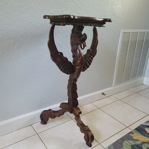Vintage Indonesian Carved Dragon Pedestal Table Cover