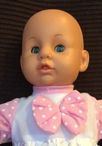 Spielpuppe, Weichkörper, ca.35 cm ,ohne Haare, blaue Augen, fast neu. - Bild 1 von 12