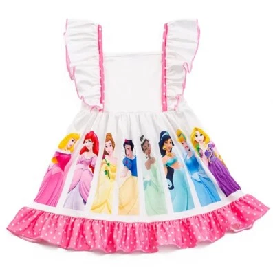NUEVO Vestido Princesa Ariel Blancanieves Cenicienta Bella Boutique Sin Mangas Volantes Foto 1 de 4