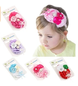 Baby Girl Headband Hair Bows Newborn Toddler Kids Chiffon 5 Pack New - Picture 1 of 5