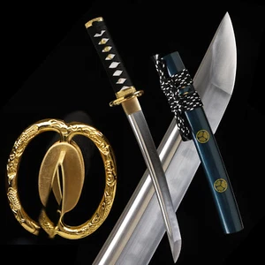 20'' Mini Katana Clay Tempered T10 Steel Full Tang Samurai Short Sword Tanto - Picture 1 of 12