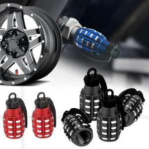 4pcs Grenade Shape Aluminum Car Tire Valve Cap Valve Stem Cover Air Dust Caps - Picture 1 of 15