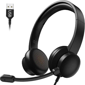 USB Headset with Microphone for PC, Wired Headphones with Mic USB Headse - Picture 1 of 7