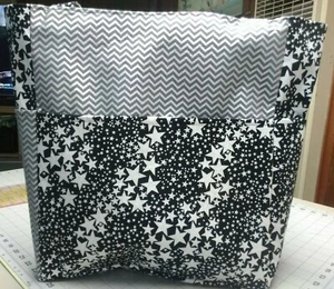 Monedero/bolso de proyecto grande Chevron celestial plateado metálico hecho a mano 14x16 - Imagen 1 de 7