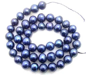 8-9mm Round Natural Black Pearl Loose Beads for Jewelry Making DIY 14" Strands - Picture 1 of 5