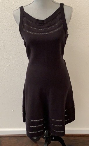 Vestito maglione Kate Spade New York nero senza maniche aperto cavo Medium M nuovo con etichette