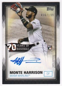 2021 Topps 70 Years Monte Harrison Miami Marlins Autograph Auto Card /199 - Bild 1 von 1