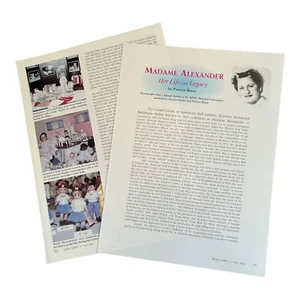 Vintage Madame Alexander Biography History Article 5 Pages with Photos - Picture 1 of 4