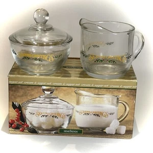 Anchor Hocking Jahreszeiten Grüße Sahne & Zucker Set Home Trends Glas Made in USA - Bild 1 von 14