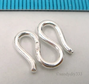 2x BRIGHT STERLING SILVER PLAIN M HOOK CLASP BEAD 12.1mm x 11.7mm  #2396 - Picture 1 of 2
