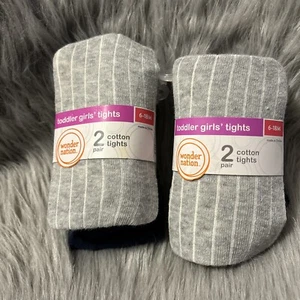 Wonder Nation Cotton Tights Baby Toddler Girls Size 6-18 Months Grey & Blue - Picture 1 of 5