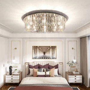 Multiple Layers Crystal Chandelier Lights Luxury Grey Crystal Chandelier Pendant - Picture 1 of 20