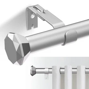 Silver Curtain Rod 66-120 Inch Heavy Duty Rod for Bedroom Farmhouse 1 Inch - Picture 1 of 7