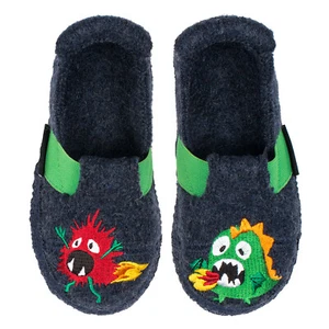 NANGA Kinder Hausschuhe Monster blau Schurwolle Hüttenschuhe Grössen 25 - 31 - Bild 1 von 10