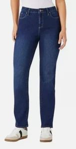 Member's Mark Women's 30" Inseam High Rise Straight Leg Jeans Dark Wash, Size 14 - Picture 1 of 6