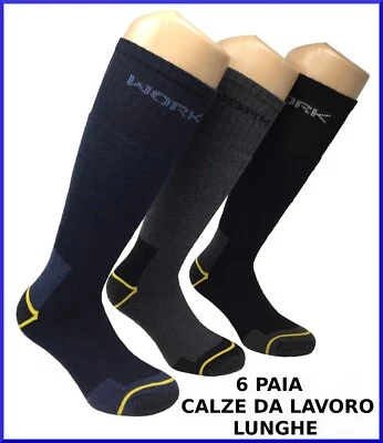 Calze da lavoro lunghe 6 PAIA calzini uomo calzettoni work colorate protettive - Immagine 1 di 4