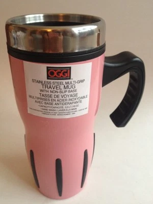 Caneca de café rosa aço inoxidável 16 onças viagem Oggi nova - Imagem 1 de 4