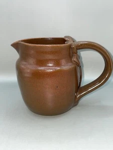 Studio Art Pottery Brown 4" Creamer Vine on Handle Jug Pitcher Signed - Picture 1 of 9